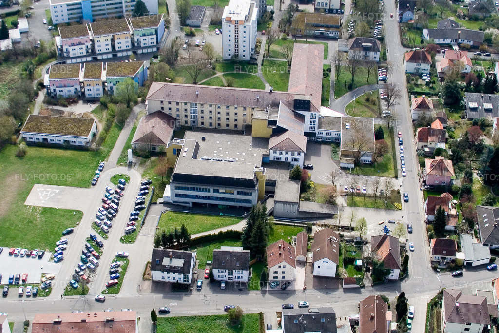 Luftbild: Asklepios Südpfalzklinik in Kandel im Bundesland Rheinland-Pfalz in Deutschland. Foto: IMG_10299.jpg vom 08.04.2008 durch Werner Riehm/FLY-FOTO.de