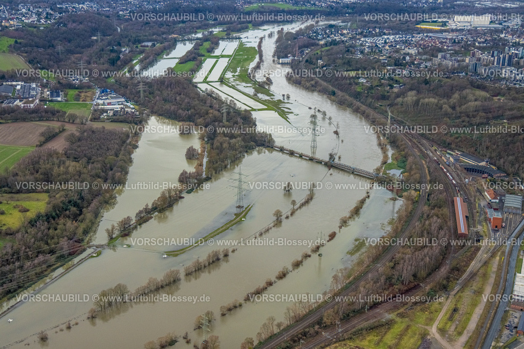 Bochum231202492Ruhr | Luftbild, Ruhrhochwasser, Weihnachtshochwasser 2023, starke Regenfälle,  Dahlhausen, Bochum, Ruhrgebiet, Nordrhein-Westfalen, Deutschland