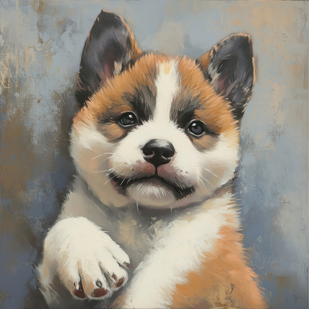 2412024 - American Akita Welpe | Ein American Akita Welpe im Stil eines Gemäldes..