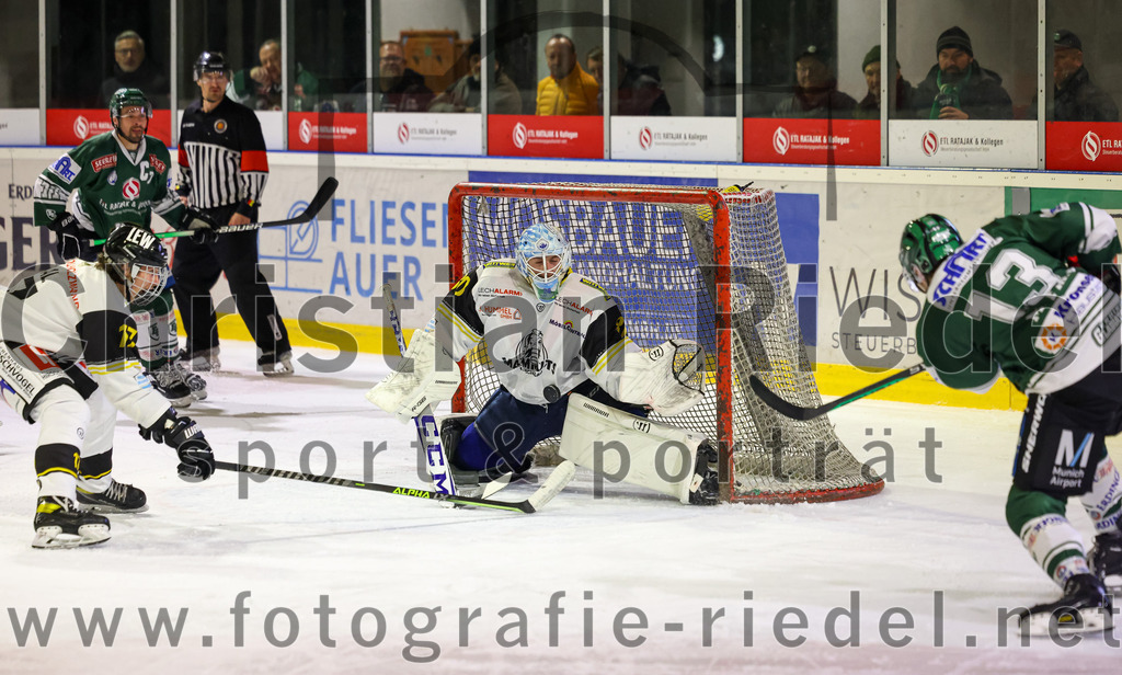 2023-11-17_083_TSV_Erding_gegen_EA_Schongau | Erding, Deutschland, 17.11.2023:
Eishockey, Bayernliga Vorrunde 2023 / 2024, 10. Spieltag, TSV Erding gegen EA Schongau, Endergebnis: 12:4

Stefan Saal (EA Schongau, #17), Torwart Xaver Nagel (EA Schongau, #80), Michael Franz (Erding Gladiators, #13)

Foto: Christian Riedel / fotografie-riedel.net