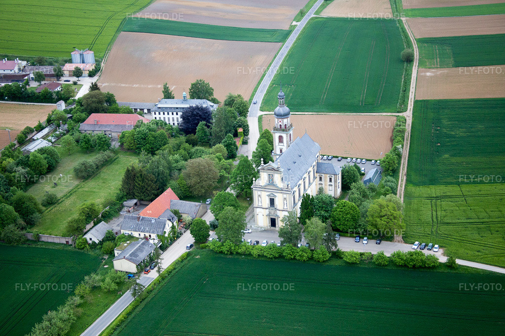 Luftbild: Wallfahrtskirche Fährbrück in Hausen in Hausen bei Würzburg im Bundesland Bayern in Deutschland. Foto: IMG_078834.jpg vom 14.05.2015 durch Werner Riehm/FLY-FOTO.de