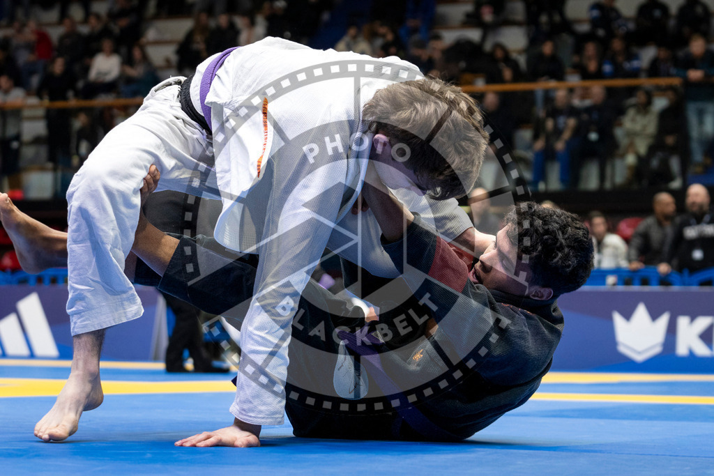 20240123PBB00338 | Fighters compete during the second day of the IBJJF European Championship in Paris, France, on January 23, 2024.