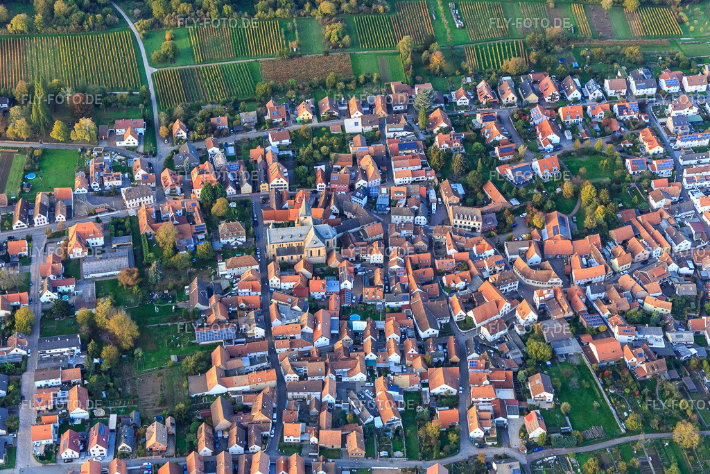 Ortsansicht von Süden | Luftbild: Ortsansicht von Süden im Ortsteil Arzheim in Landau im Bundesland Rheinland-Pfalz in Deutschland. Foto: IMG_135138.jpg vom 22.10.2022 durch Werner Riehm/FLY-FOTO.de - Realisiert mit Pictrs.com