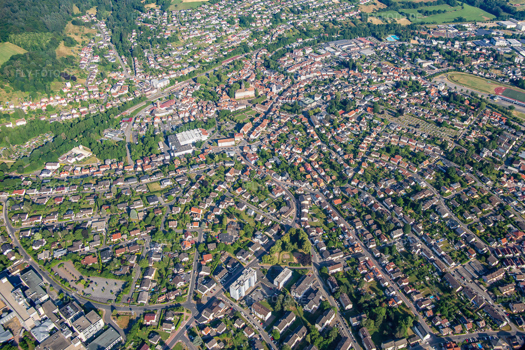 Stadtübersicht aus Südosten http://www.erbach.de/ | Luftbild: Stadtübersicht aus Südosten http://www.erbach.de/ im Ortsteil Stockheim in Erbach im Bundesland Hessen in Deutschland. Foto: IMG_137064.jpg vom 24.06.2023 durch ©2025 Werner Riehm fly-foto.de/copyright - Realisiert mit Pictrs.com