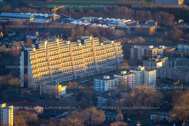 Dortmund230202749 | Luftbild, Hannibal II Wohnblock, Vogelpothsweg, im Abendlicht, Dorstfeld, Dortmund, Ruhrgebiet, Nordrhein-Westfalen, Deutschland