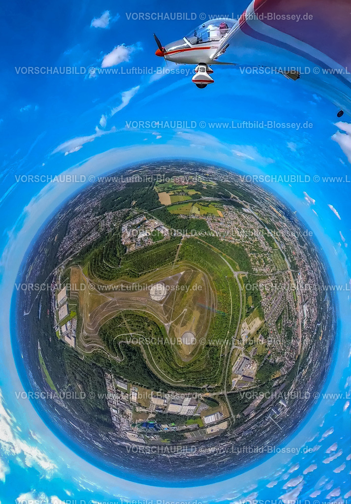 Herten220803_1HaldeHoheward | Luftbild der Halde Hoheward im Ruhrgebiet, Herten, Horizontobservatorium, Himmelsuhr, Herten , N RW, Ruhrgebiet, Deutschland