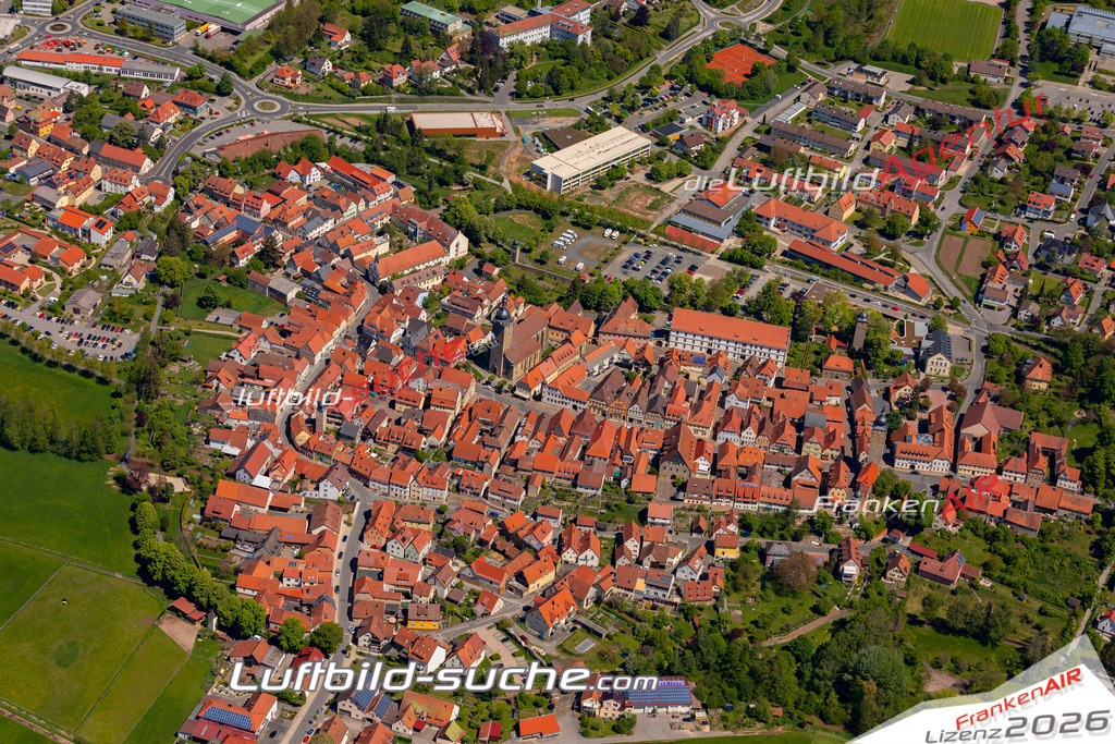 Das Luftbild der Stadt Ebern wurde 2019 vom Flugzeug heraus erstellt (keine Drohne) Aufnahmehöhe ca.400 Meter- hohe Auflösung- beste Druck-Qualität garantiert!