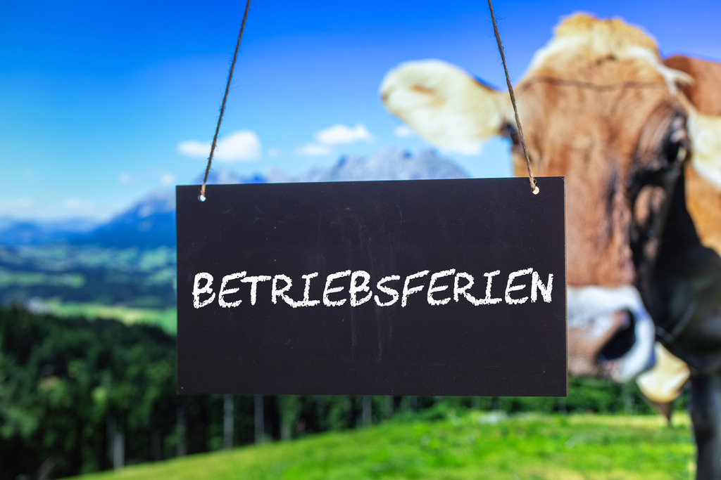 Symbolbild Betriebsferien: Schild mit der Aufschrift BETRIEBSFERIEN vor alpiner Kulisse (Composing) | Symbolbild Betriebsferien: Schild mit der Aufschrift BETRIEBSFERIEN vor alpiner Kulisse (Composing) - Realisiert mit Pictrs.com