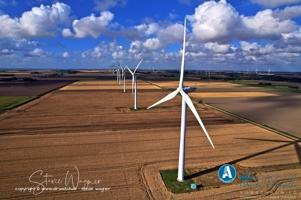 Windpark - Emmelsbüll-Horsbüll | Luftbild, Windenergieanlagen, Bürgerwindpark Emmelsbüll-Horsbüll, Windkraft, Windpark, Nordfriesland, 