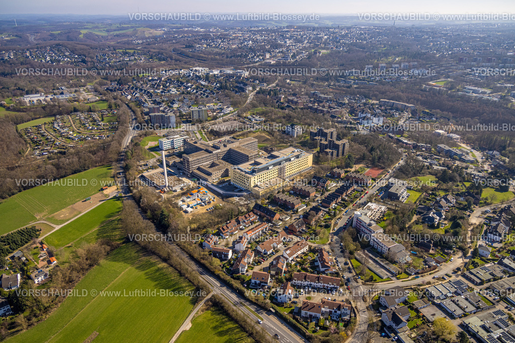 Velbert240301852 | Luftbild, Helios Klinikum Niederberg Krankenhaus mit Neubau Erweiterungsbau, Wohngebiet, Velbert, Ruhrgebiet, Nordrhein-Westfalen, Deutschland