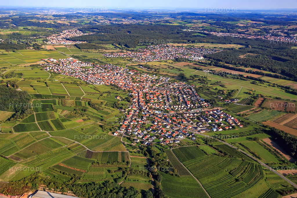 Luftbild: Ortsansicht von Westen in Malsch im Bundesland Baden-Württemberg in Deutschland. Foto: IMG_073542.jpg vom 26.09.2014 durch Werner Riehm/FLY-FOTO.de