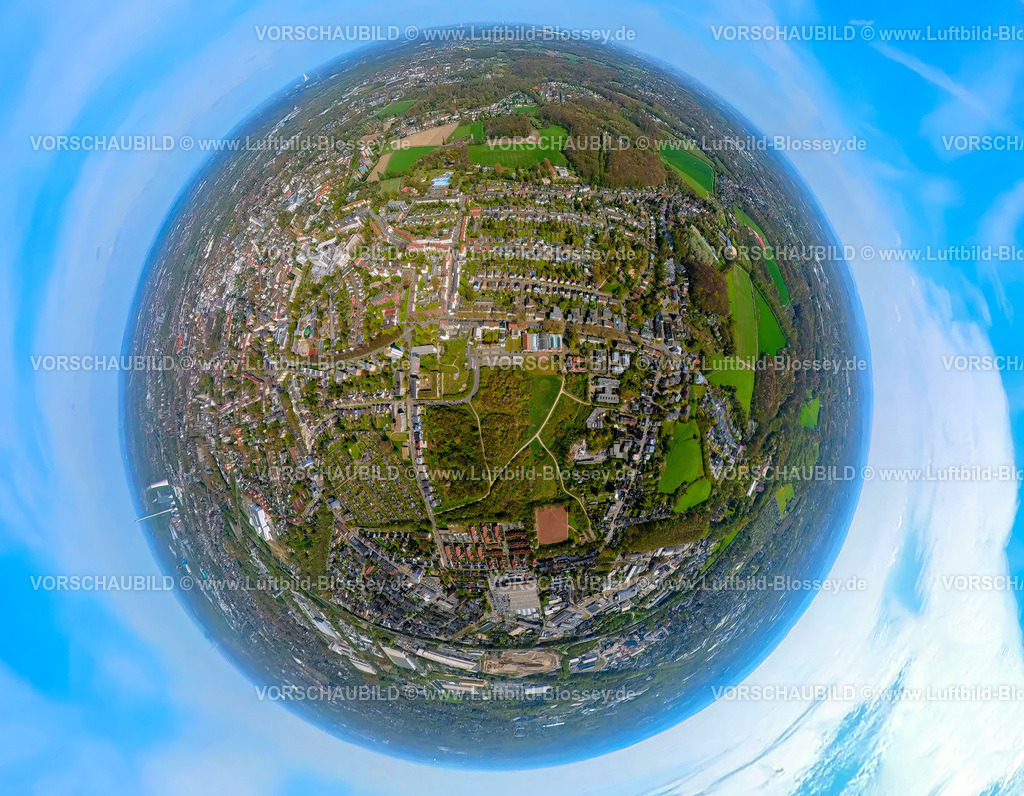 Herne230490065FlottmannPark-topaz | Luftbild, Flottmann-Hallen und Flottmannpark, Erdkugel, Fisheye Aufnahme, Fischaugen Aufnahme, 360 Grad Aufnahme, Herne-Süd, Herne, Ruhrgebiet, Nordrhein-Westfalen, Deutschland