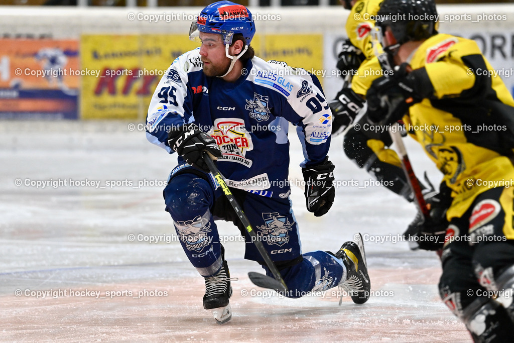 EC Hornets Spittal vs. ESC Steindorf 23.2.2024 | #95 GELFANOV RUSLAN ESC Steindorf, EC Hornets Spittal vs. ESC Steindorf 23.2.2024, EC Hornets Spittal vs. ESC Steindorf 23.2.2024 am 23.02.2024 in Spittal an der Drau (Eissportzentrum Spittal), Austria, (Photo by Bernd Stefan)
