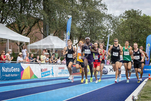 Multisport Event; Ratingen, 28.06.2026 | RATINGEN, GERMANY - JUNE 28, 2026 : Makenson Gletty (FRA / France), Marcel Meyer (GER / Germany) and Rasmus Roosleht (EST / Estonia) competing over 1500m during the Multisport Event at Stadion Ratingen on June 28, 2026 in Ratingen, Germany.