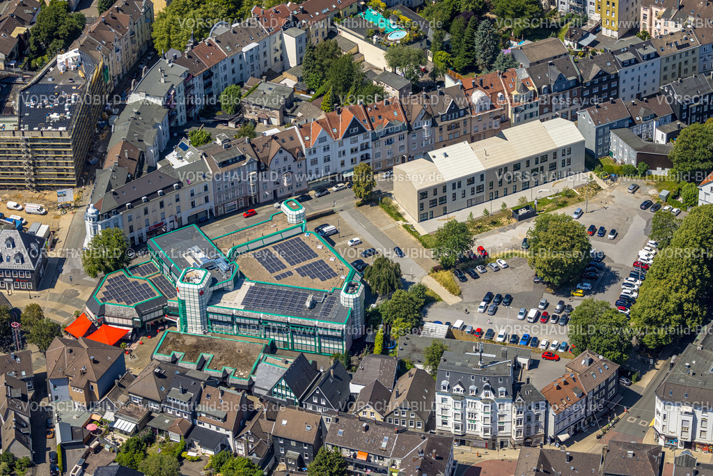 Schwelm230709052 | Luftbild, Neues Kulturhaus an der Römerstraße, Wilhelmsplatz, Sparkasse Gebäude, Schwelm, Ruhrgebiet, Nordrhein-Westfalen, Deutschland