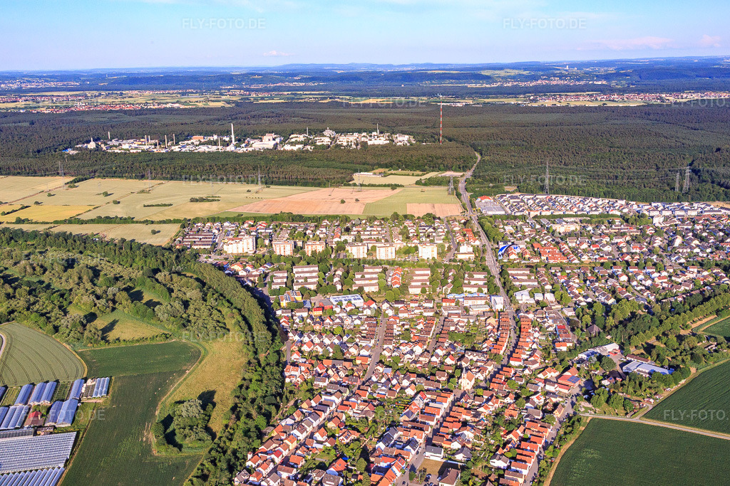 Luftbild: Leopoldstr im Ortsteil Leopoldshafen in Eggenstein-Leopoldshafen im Bundesland Baden-Württemberg in Deutschland. Foto: IMG_080790.jpg vom 13.06.2015 durch Werner Riehm/FLY-FOTO.de