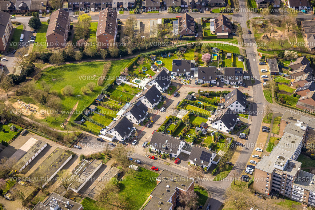 Voerde240309205 | Luftbild, Wohngebiet Neubau Wohnsiedlung Einfamilienhäuser Buschacker, Voerde, Nordrhein-Westfalen, Deutschland