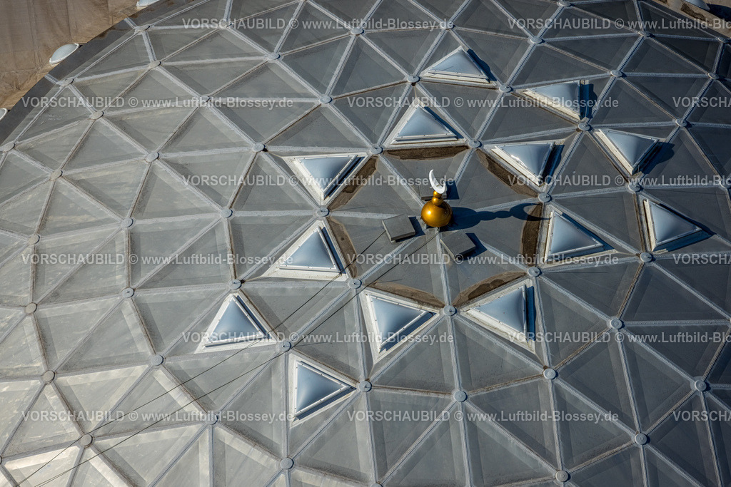 Essen241001326 | Luftbild, Dachkonstruktion der DITIB-Zentralmoschee Essen, Merkez Moschee, In der Hagenbeck, Altendorf, Essen, Ruhrgebiet, Nordrhein-Westfalen, Deutschland