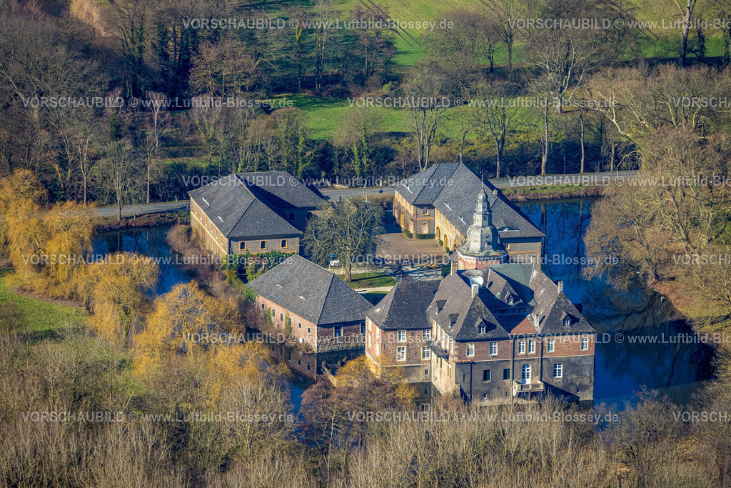 Olfen230206350Vinnum | Luftbild, Schloss Sandfort, Wasserschloss, Olfen-Kirchspiel, Olfen, Münsterland, Nordrhein-Westfalen, Deutschland