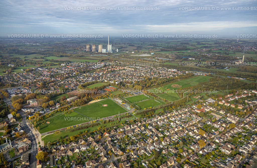 Hamm221012467 | Luftbild, Lippepark Hamm - Schacht Franz, Sportanlage, im Hintergrund das RWE Kraftwerk Gersteinwerk, Herringen, Hamm, Ruhrgebiet, Nordrhein-Westfalen, Deutschland