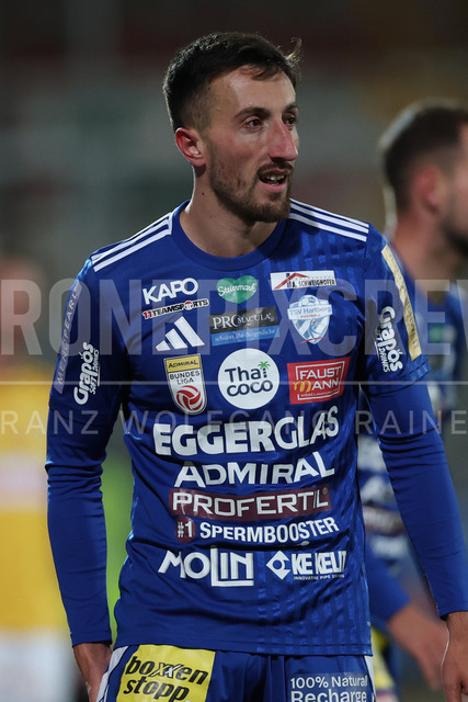 TSV Egger Glas Hartberg vs SV Oberbank Ried – Austrian Bundesliga Match | The image shows Patrik Mijic (Hartberg), at the Bundesliga match TSV Hartberg vs SV Ried at Profertil Arena Hartberg. 22.11.2025