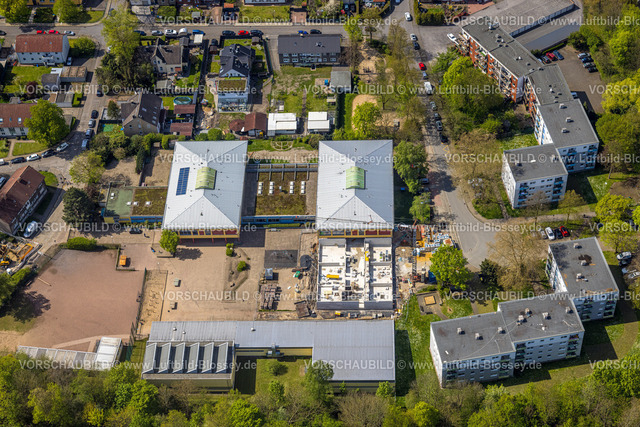 Herne230403432West | Luftbild, Michaelschule und Schwimmhalle, Baustelle mit Neubau, Wanne, Herne, Ruhrgebiet, Nordrhein-Westfalen, Deutschland