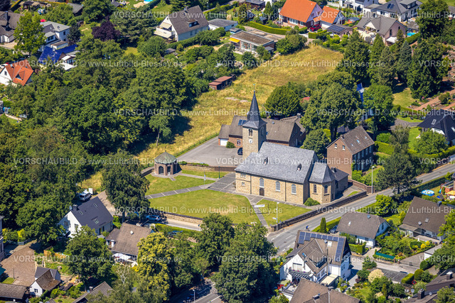 Muelheim230704457 | Luftbild, St. Laurentius Kirche im Ortsteil Mintard, Saarn, Mülheim an der Ruhr, Ruhrgebiet, Nordrhein-Westfalen, Deutschland