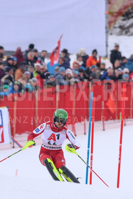 Audi FIS Ski World Cup: Men’s Slalom – Hahnenkamm Race, Kitzbuehel | Kitzbuehel, Austria, 25.Jan.26 - Alpine Skiing - FIS World Cup, Hahnenkamm Race, Slalom, men. The image shows STURM Joshua (AUT, Atomic).