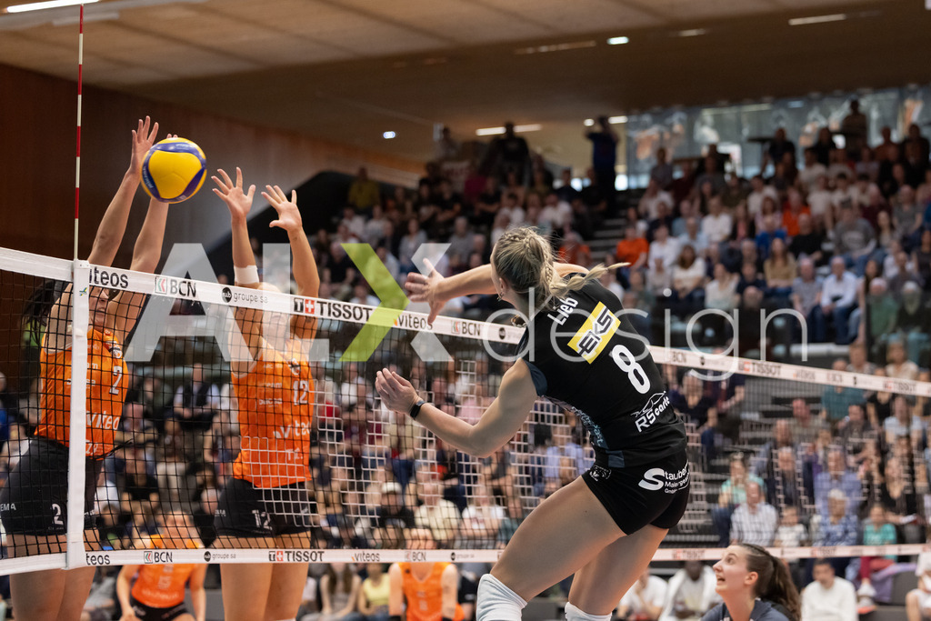 Volleyball I Frauen I Saison 2025-2026 I Volleyball NLA | Women I  Playoffs Finals 1/5 I viteos NUC - VC Kanti Schaffhausen I 06.04.2026 | 8 Lina-Marie Lieb (DE) (VC Kanti Schaffhausen) – Aussen - Realisiert mit Pictrs.com
