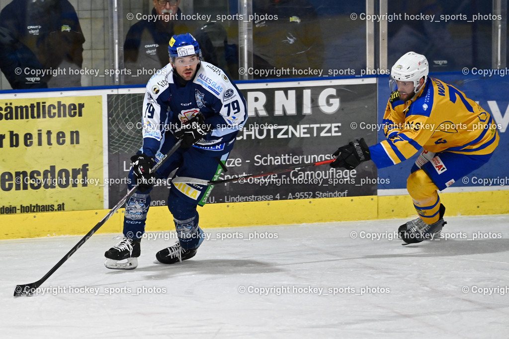 ESC SOCCERZONE STEINDORF vs. 1. EHC ALTHOFEN | #79 Petrik Benjamin ESC Steindorf, #77 Waldner Philipp 1. EHC ALTHOFEN, ESC SOCCERZONE STEINDORF vs. 1. EHC ALTHOFEN, ESC SOCCERZONE STEINDORF vs. 1. EHC ALTHOFEN am 28.02.2025 in Steindorf (Ossiachersee Halle), Austria, (Photo by Bernd Stefan)