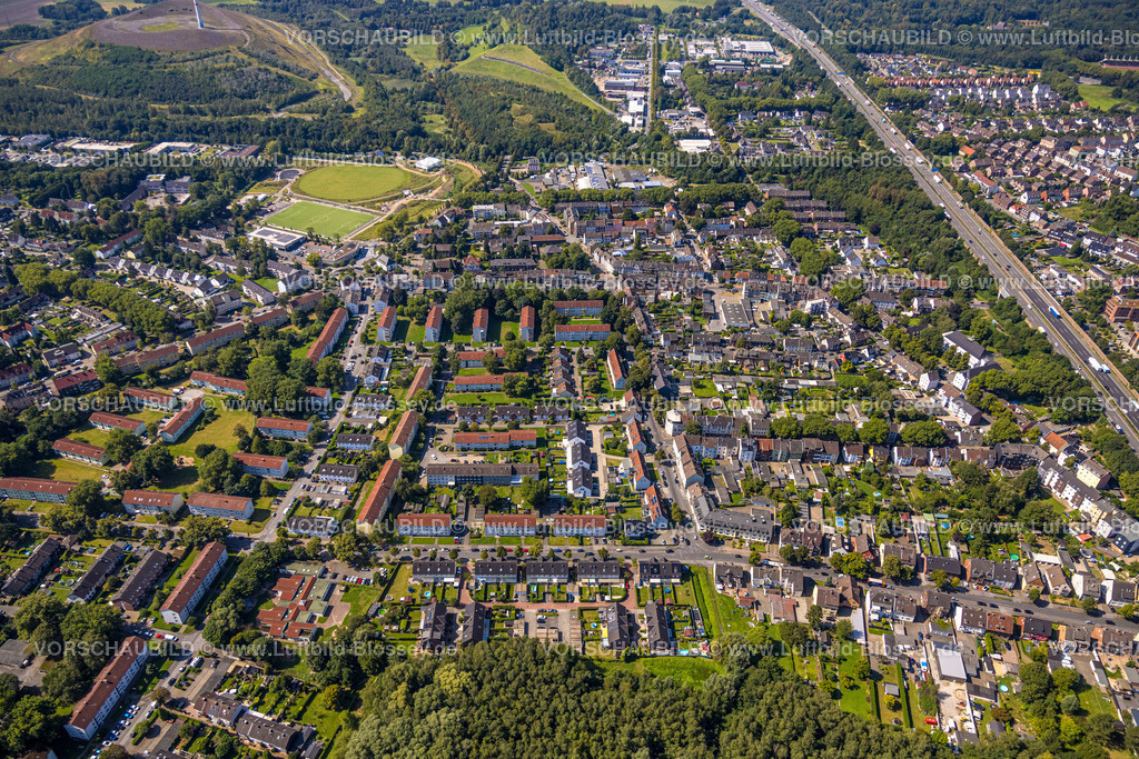 Gladbeck240806108 | Luftbild, Wohngebiet Wohnsiedlung um die Gertrudstraße, Autobahn A2,  Brauck, Gladbeck, Ruhrgebiet, Nordrhein-Westfalen, Deutschland
