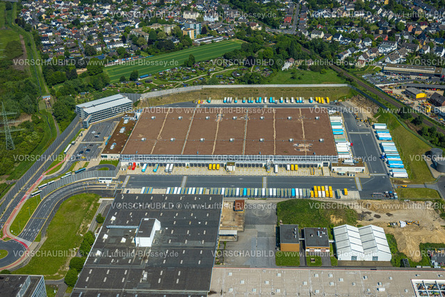 Witten240506808 | Luftbild, Gewerbegebiet Brauckstraße, Amazon Logisitk, Container Parkplatz, KGV Mellmausland Kleingärtnerverein, Bahnlinie Witten-Dortmund, Rüdinghausen, Witten, Ruhrgebiet, Nordrhein-Westfalen, Deutschland