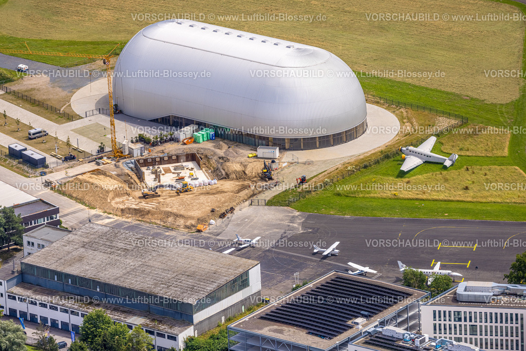 Muelheim240702535 | Luftbild, Flughafen Essen/Mülheim, Flughafen Essen/Mülheim, Baustelle neben der Luftschiffhalle, Holthausen - Südost, Mülheim an der Ruhr, Ruhrgebiet, Nordrhein-Westfalen, Deutschland