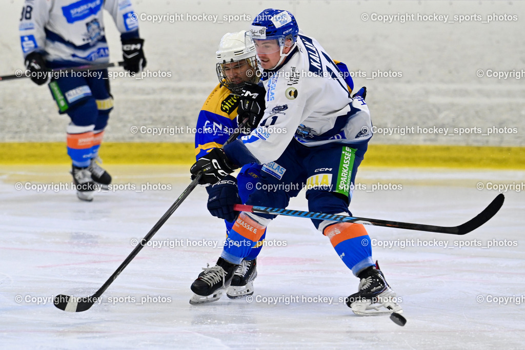 1. EHC Althofen vs. ESC Sparkasse Steindorf  | #11 Kalan Luka ESC Steindorf, #11 Witting Samuel EHC Althofen, 1. EHC Althofen vs. ESC Sparkasse Steindorf , 1. EHC Althofen vs. ESC Sparkasse Steindorf  am 08.03.2026 in Althofen (Stadthalle Althofen), Austria, (Photo by Bernd Stefan)