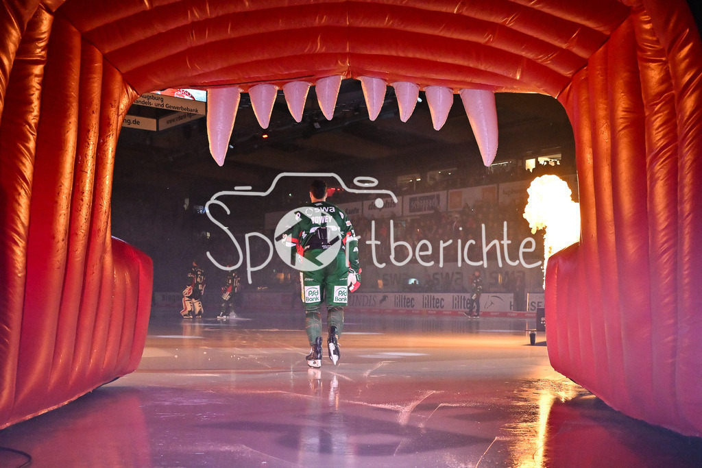 Augsburger Panther - Dresdner Eislöwen | AUGSBURG, GERMANY - 04. DECEMBER: Der Einlauf der Panther vor dem Match zwischen den Augsburger Panthern und den Dresdner Eislöwen am 25 Spieltag der PENNY DEL im Curt Frenzel Stadion / Madison BOWEY (Augsburger Panther 22)