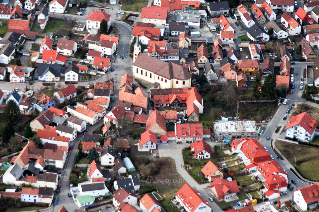 Luftbild: Maximiliansau Zentrum im Ortsteil Maximiliansau in Wörth im Bundesland Rheinland-Pfalz in Deutschland. Foto: IMG_1083.jpg vom 19.02.2006 durch Werner Riehm/FLY-FOTO.de