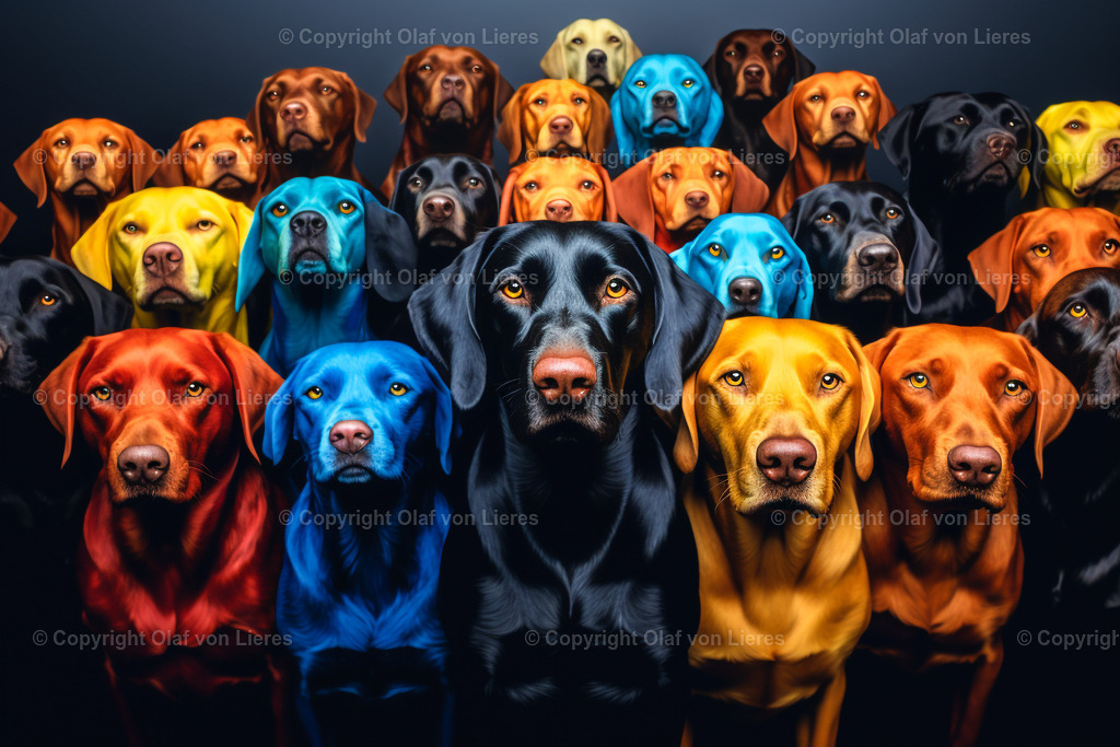 viele bunte Hunde | farbenfrohe Hunde - lein Foto