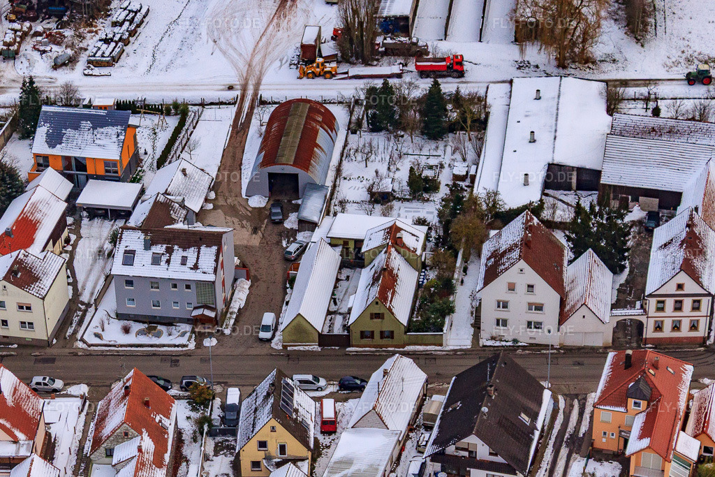 Luftbild: Saarstraße Im Winter bei Schnee in Kandel im Bundesland Rheinland-Pfalz in Deutschland. Foto: IMG_23541.jpg vom 16.01.2010 durch Werner Riehm/FLY-FOTO.de