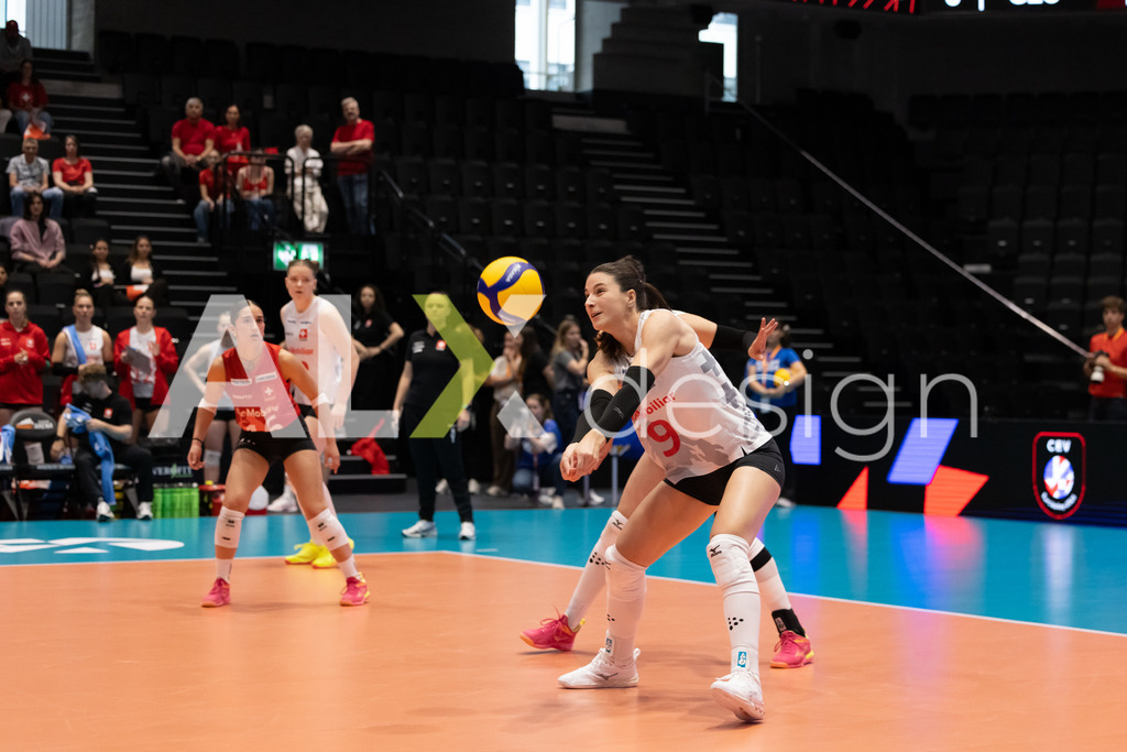 Georgia v Switzerland - CEV European League Women | KRIENS, SWITZERLAND - JUNE 12: SARINA WIELAND of Switzerland attack / spike during the CEV European League match between Georgia and Switzerland at Pilatus Arena on June 12, 2026 in Kriens, Switzerland. - Realisiert mit Pictrs.com