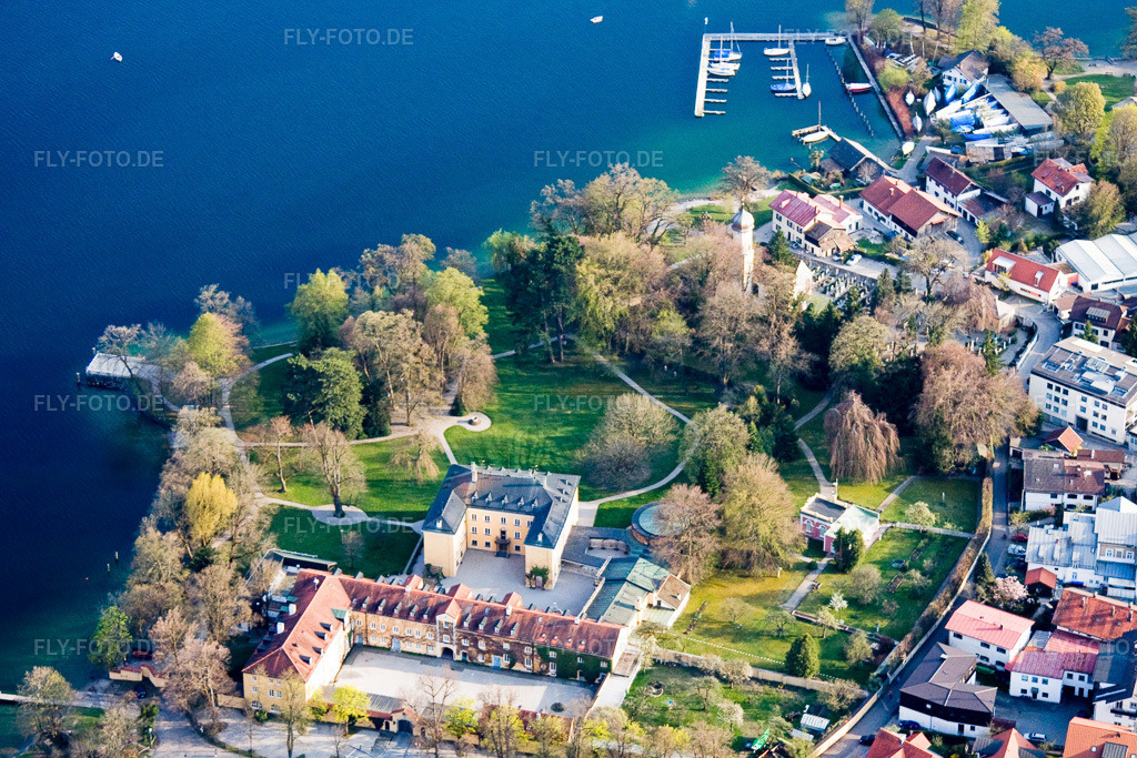 Luftbild: Schloss Tutzing am Ufer des Starnbergersee in Tutzing im Bundesland Bayern in Deutschland. Foto: IMG_17964.jpg vom 15.04.2009 durch Werner Riehm/FLY-FOTO.de