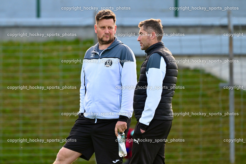 SV Spittal vs. VST Völkermarkt 5.4.2024 | Headcoach SV Spittal Philipp Dabringer, Tormanncoach SV Spittal Michael Lucic, SV Spittal vs. VST Völkermarkt 5.4.2024, SV Spittal vs. VST Völkermarkt am 05.04.2024 in Spittal an der Drau (Goldeck Stadion), Austria, (Photo by Bernd Stefan)