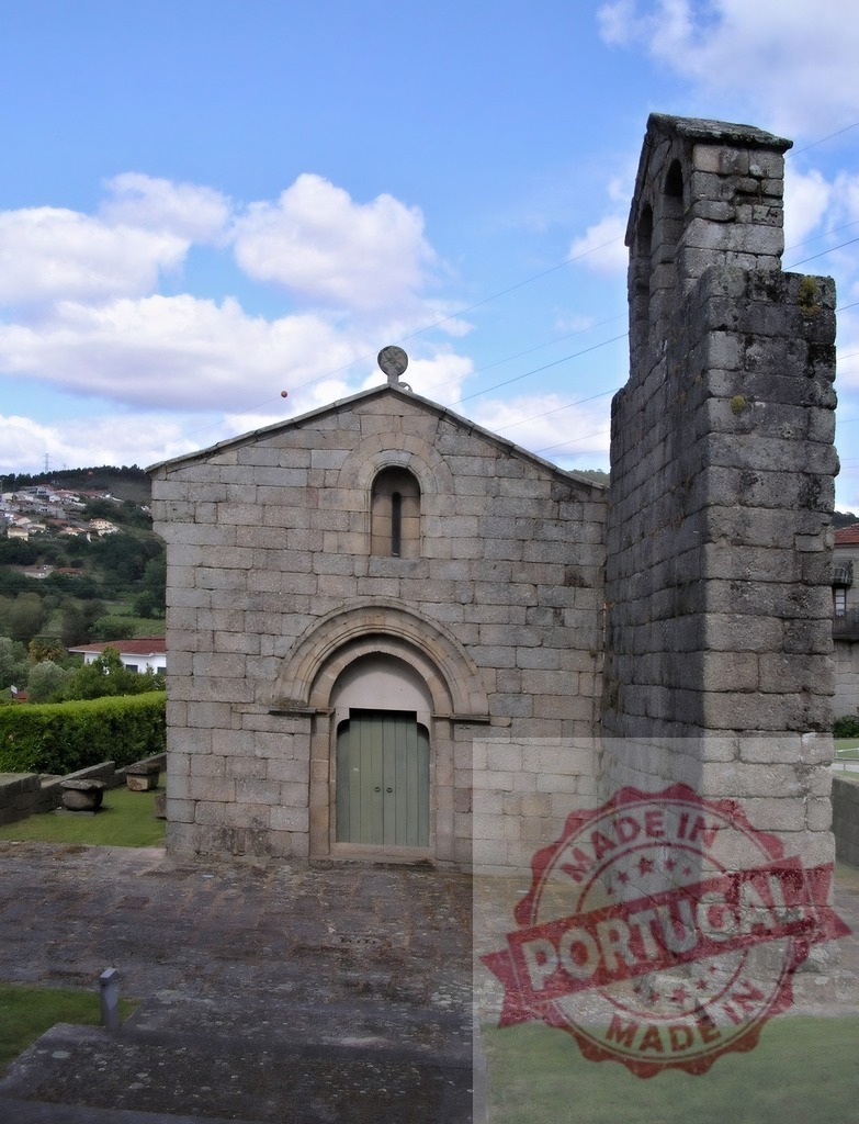 Igreja de São Cláudio de Curutelo, a Romanesque stone church in Portugal. Norte - Portugal | Igreja de São Cláudio de Curutelo, a historic Romanesque stone church in Portugal, featuring a bell gable - Realized with Pictrs.com