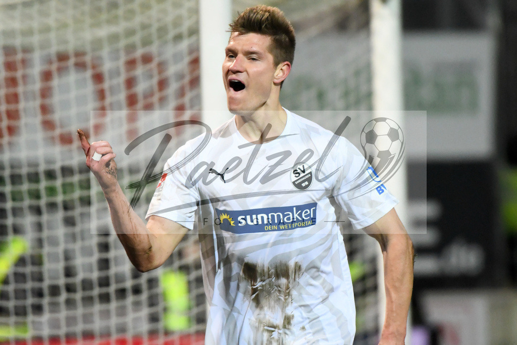 20200129_OSNSVS_0075JPG | Fußball, Herren: Kevin Behrens (SV Sandhausen) Torjubel, jubelt nach seinem Tor zum 1:3 beim Spiel der 2. Bundesliga zwischen VfL Osnabrück vs. SV Sandhausen am 29.01.2020 im Stadion an der Bremer Brücke in Osnabrück, Deutschland.(Foto von Nico Paetzel) - Realisiert mit Pictrs.com