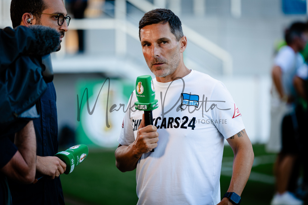 DFB-Pokal 2025/2026, 1. Runde: SC Preußen Münster - Hertha BSC Berlin | Münster, 18.08.2025: DFB-Pokal 2025/2026, 1. Runde, SC Preußen Münster gegen Hertha BSC Berlin im LVM-Preußenstadion in Münster.(Foto: sportfotografie.ms | Markus Paletta) - Realisiert mit Pictrs.com