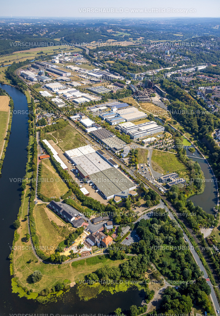 Hattingen220807818 | Luftbild, Gewerbepark und Landschaftspark Henrichshütte, Fluss Ruhr, Hattingen, Ruhrgebiet, Nordrhein-Westfalen, Deutschland