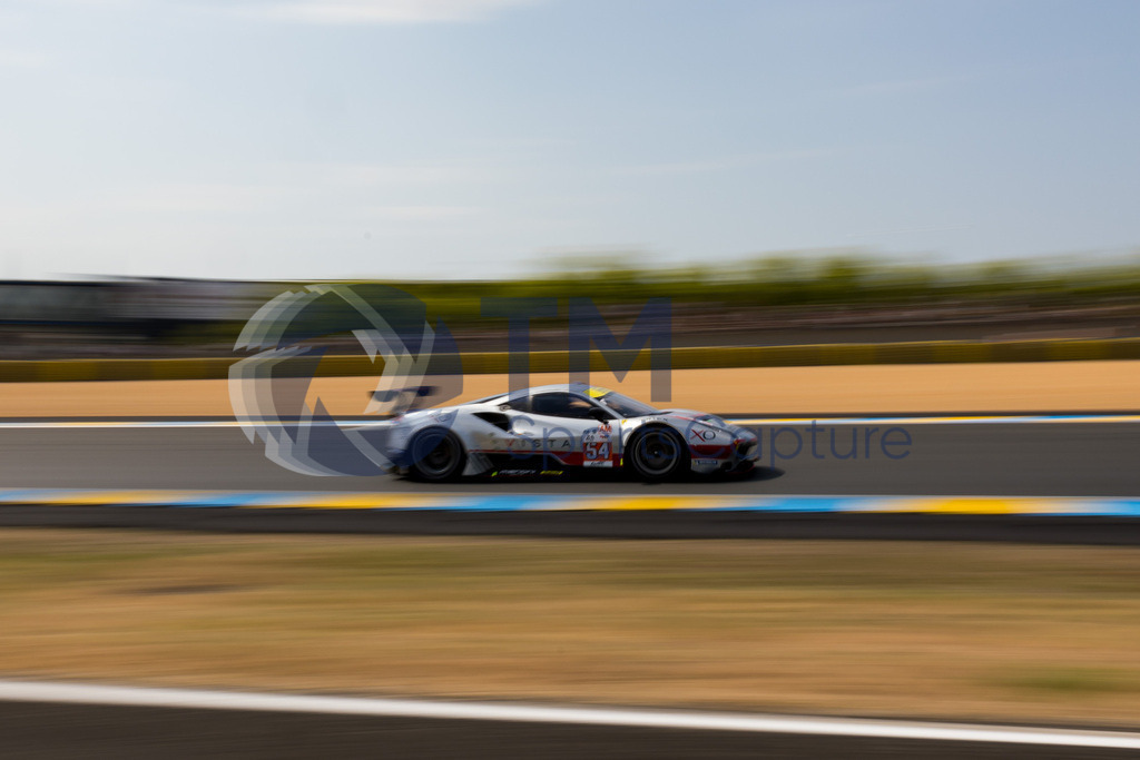 TP-20230605-101-147- | LE MANS,FRANCE,07.Jun.23 - MOTORSPORTS - WEC, FIA World Endurance Championships, 24 Hours of Le Mans, Circuit de la Sarthe, free practice 1. Image shows Thomas Flohr (SUI), Francesco Castallacci (ITA) and David Rigon (ITA/ AF Corse). Photo: Trainproduction / Matthias Trinkl