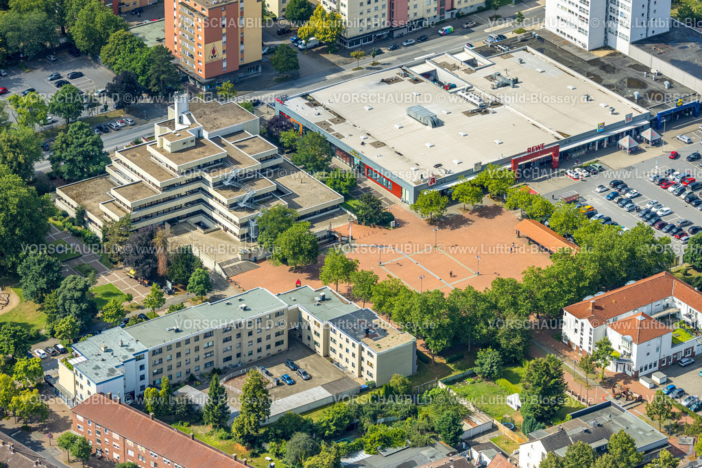 Hamm250700201Bockum-Hoevel | Luftbild, Rathaus-Center und Höveler Markt, Parkplätze und Bürgeramt Terrassenhaus, Bockum-Hövel, Hamm, Ruhrgebiet, Nordrhein-Westfalen, Deutschland
