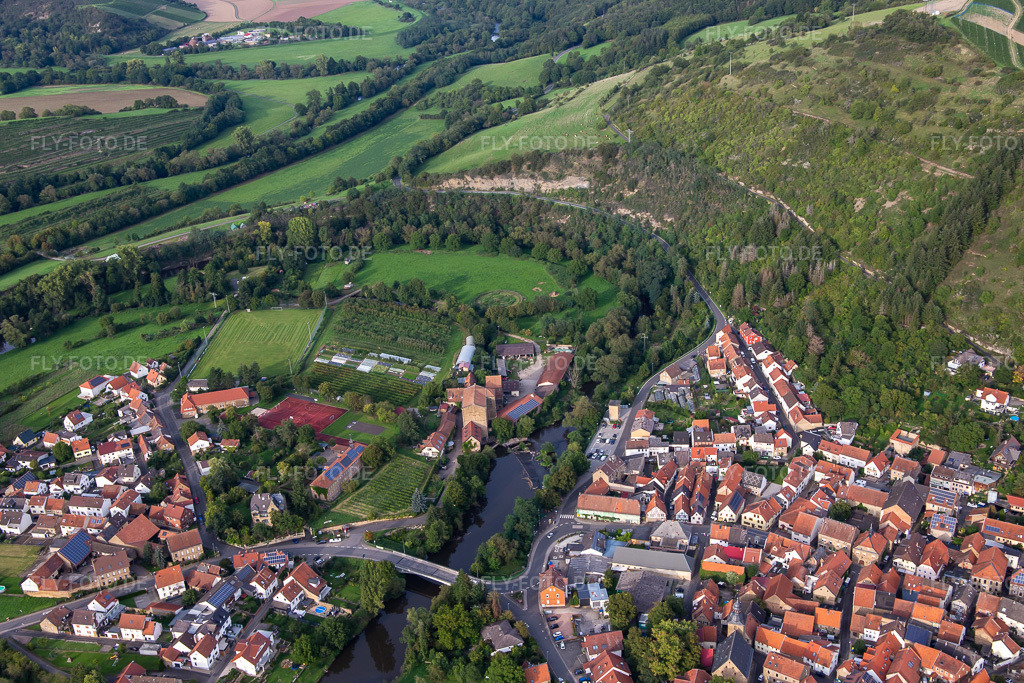 Luftbild: Gärtnerei PermaGlück in der Glanschleife in Odernheim am Glan im Bundesland Rheinland-Pfalz in Deutschland. Foto: IMG_138167.jpg vom 03.09.2023 durch Werner Riehm/FLY-FOTO.deSolawi Permaglück - Mehr als nur ein Gemüseabo