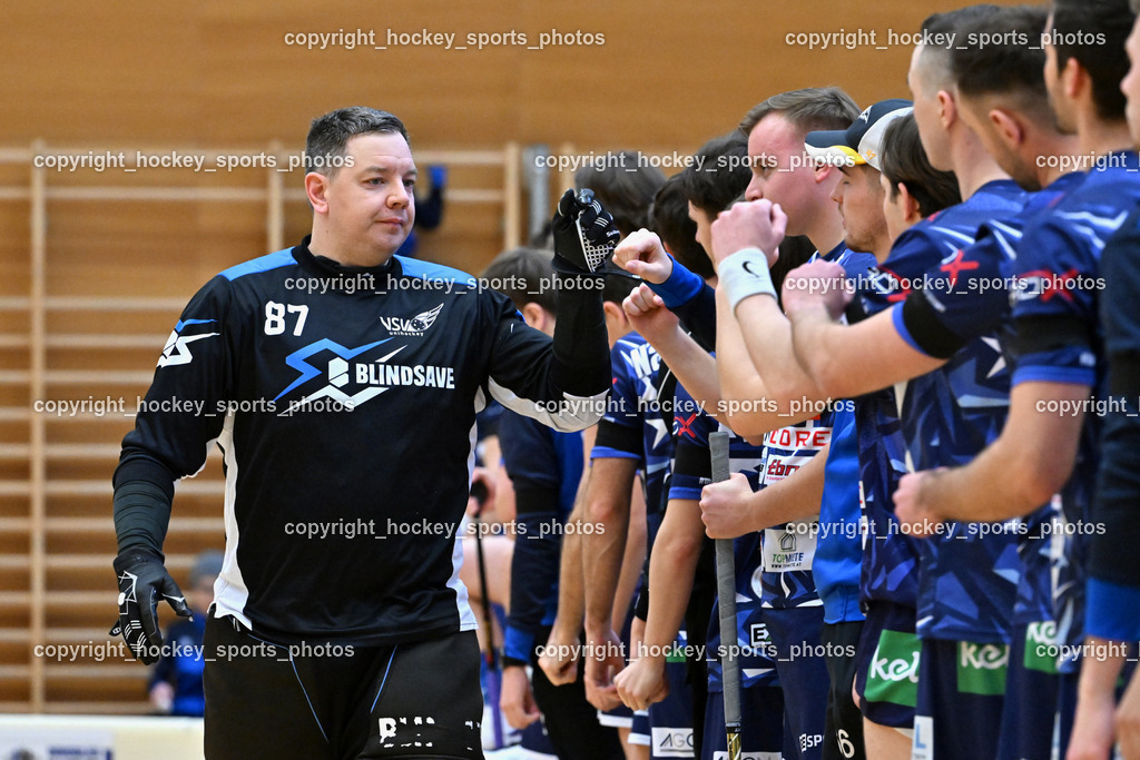 VSV Unihockey vs. IBK CARTOON HEROES | #87 Timmo Taurer VSV Unihockey, VSV Unihockey vs. IBK CARTOON HEROES, VSV Unihockey vs. IBK CARTOON HEROES am 22.02.2025 in Villach (Ballspielhalle St. Martin), Austria, (Photo by Bernd Stefan)