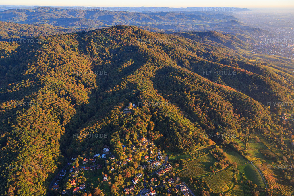 Luftbild: Schloss Alsbach über der Stadt am Rand des Odenwald von Westen im Ortsteil Alsbach in Alsbach-Hähnlein im Bundesland Hessen in Deutschland. Foto: IMG_075071.jpg vom 18.10.2014 durch Werner Riehm/FLY-FOTO.deWWW.SCHLOSS-ALSBACH.ORG